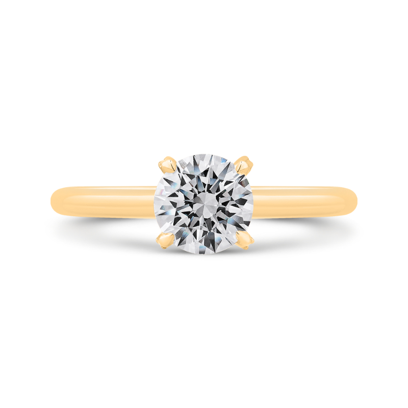 14K Yellow Gold Round Cut Diamond Solitaire Engagement Ring (Semi-Mount)