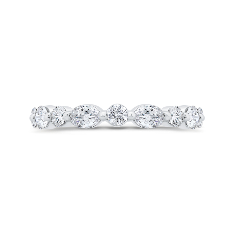 14K White Gold with Oval & Round Diamond Eternity Ring