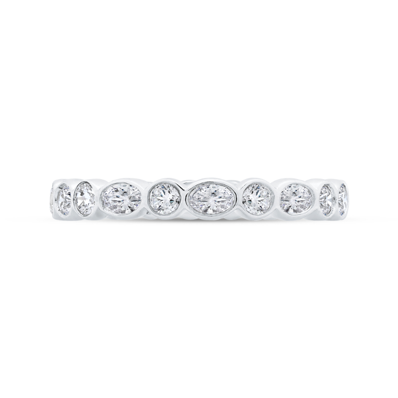 14K White Gold with Oval & Round Diamond Eternity Ring