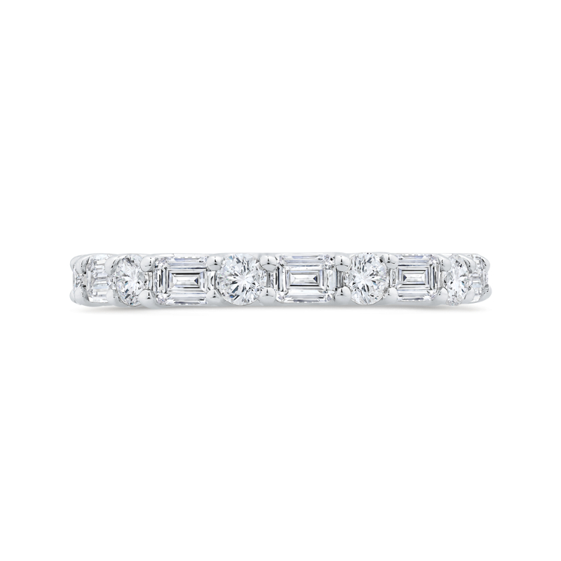 14K White Gold with Round & Emerald Diamond Eternity Ring