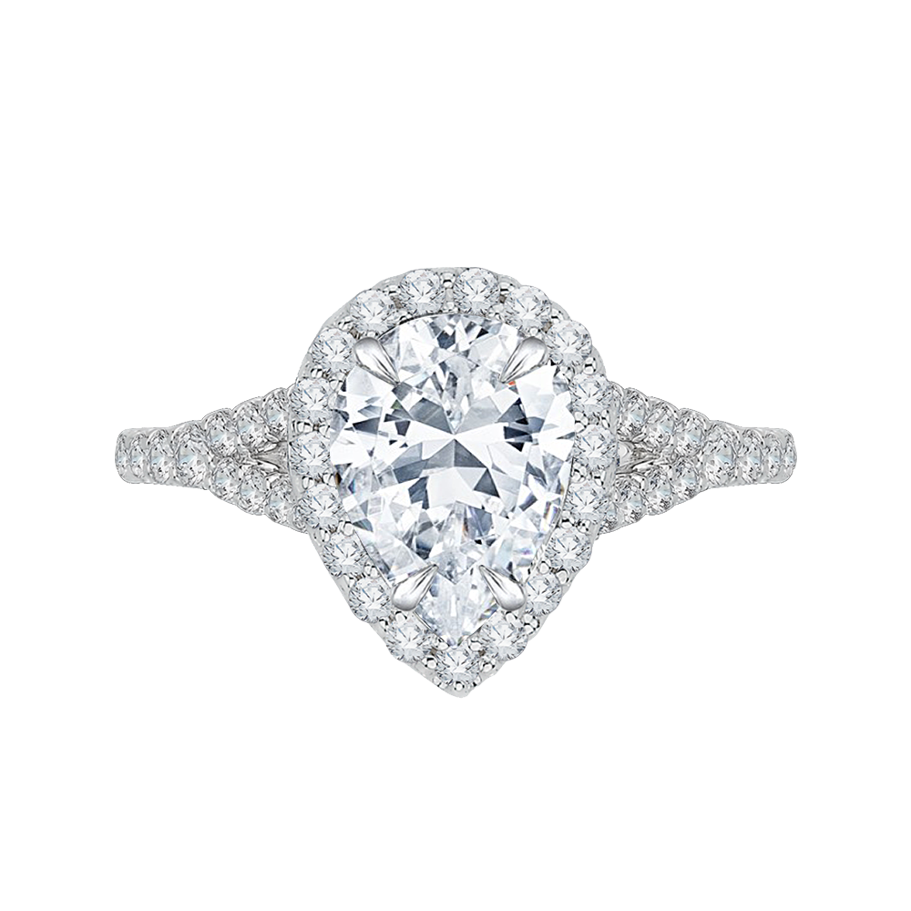 18K White Gold 2/3 Ct Pear Cut Diamond Engagement Ring (Semi-Mount)