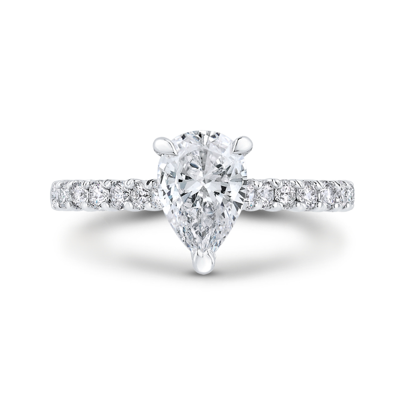 14K White Gold Pear Diamond Engagement Ring (Semi-Mount)