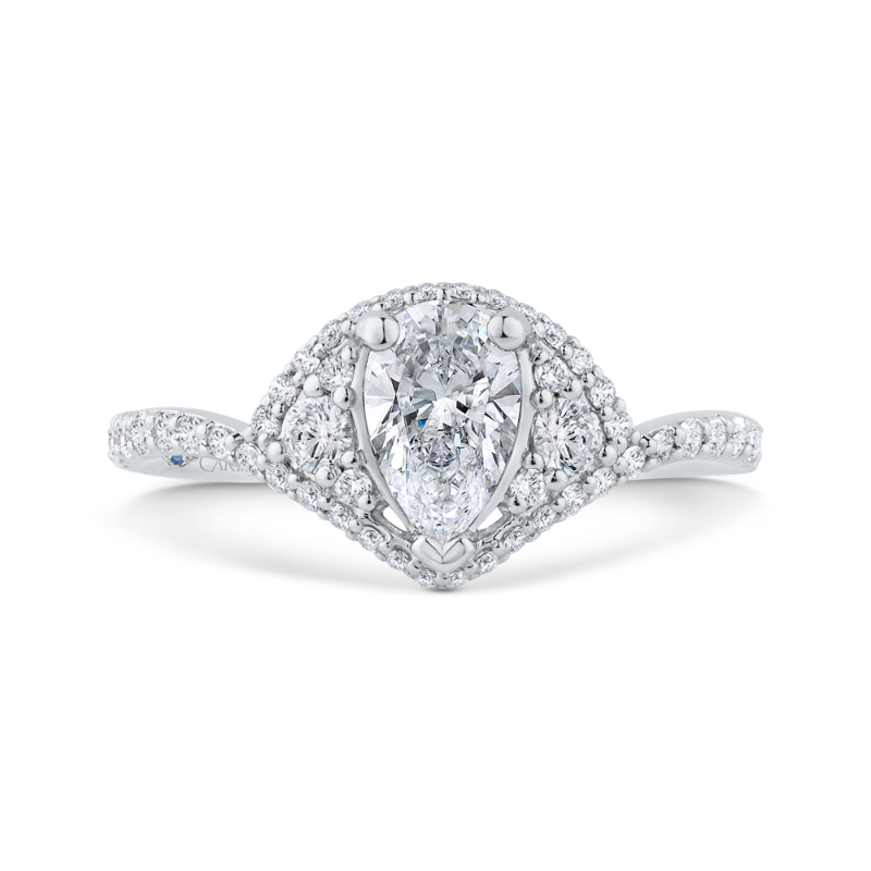 14K White Gold Pear Diamond Engagement Ring (Semi-Mount)