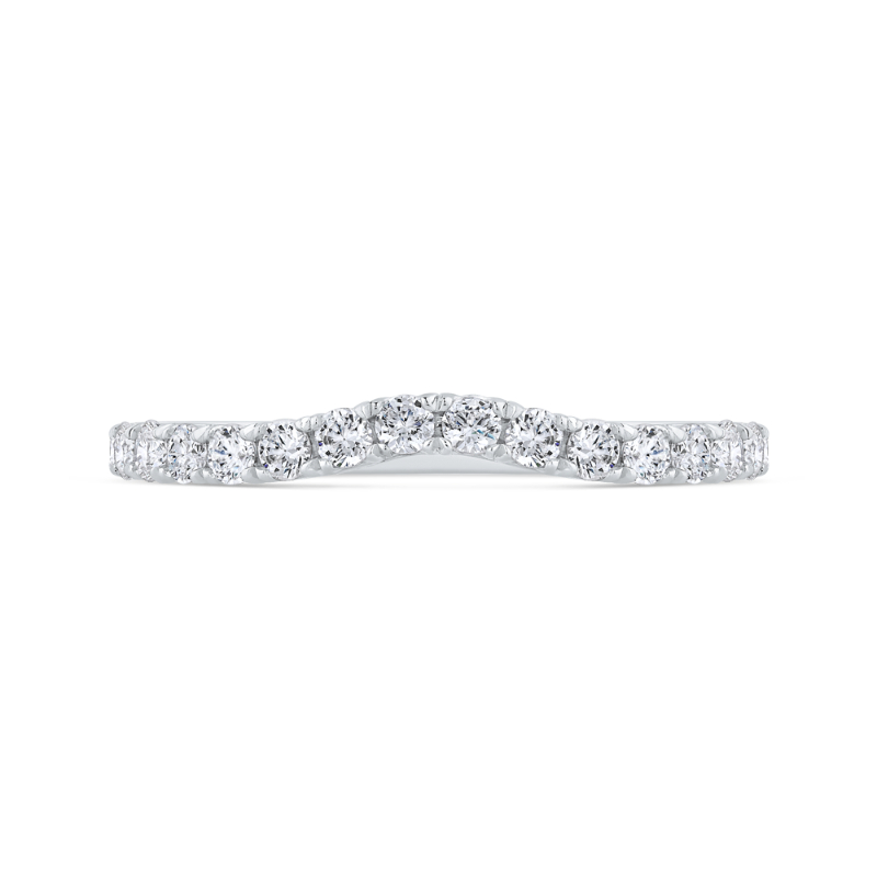 14K White Gold Round Cut Diamond Counter Wedding Band