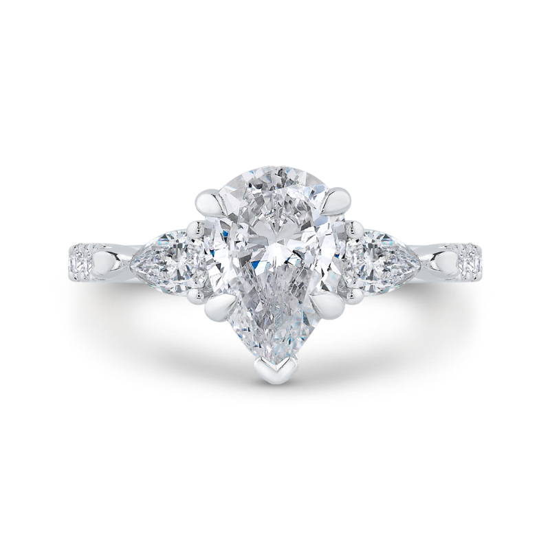 14K White Gold Pear Cut Diamond Engagement Ring (Semi-Mount)