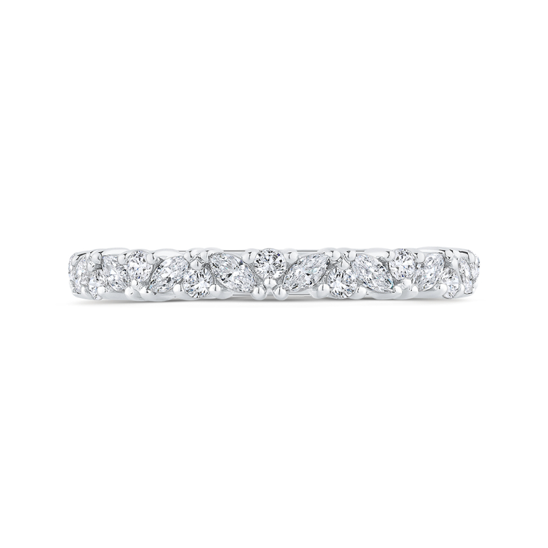 14K White Gold Round Cut Diamond Wedding Band