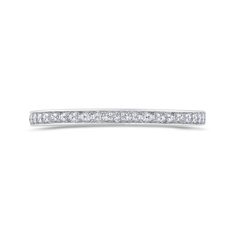 14K White Gold Round Cut Diamond Half-Eternity Wedding Band