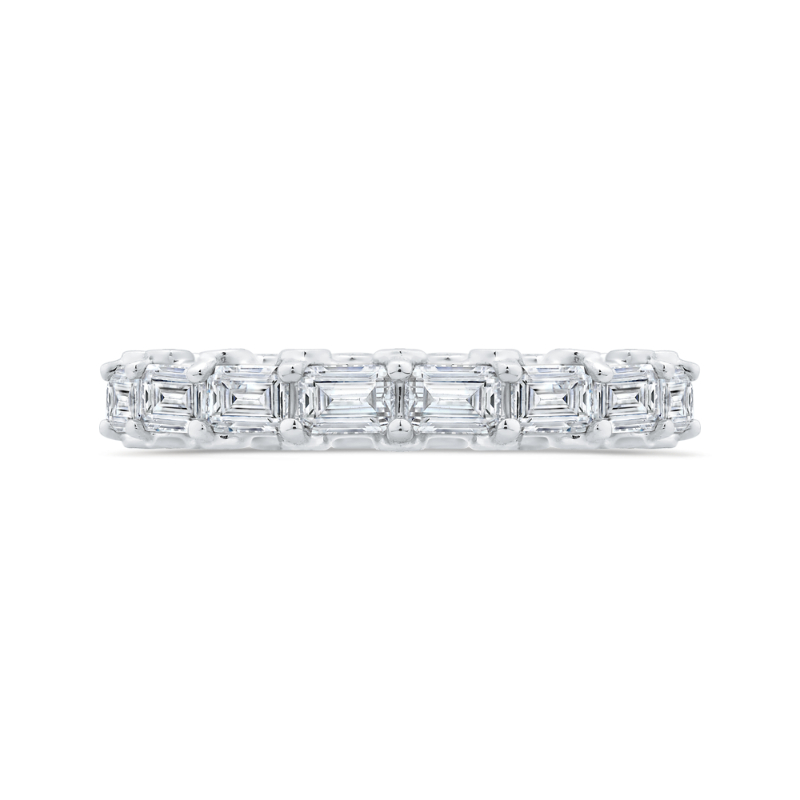 14K White Gold with Round & Emerald Diamond Eternity Ring