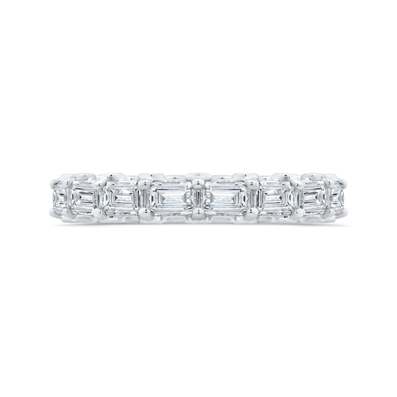 14K White Gold with Round & Emerald Diamond Eternity Ring