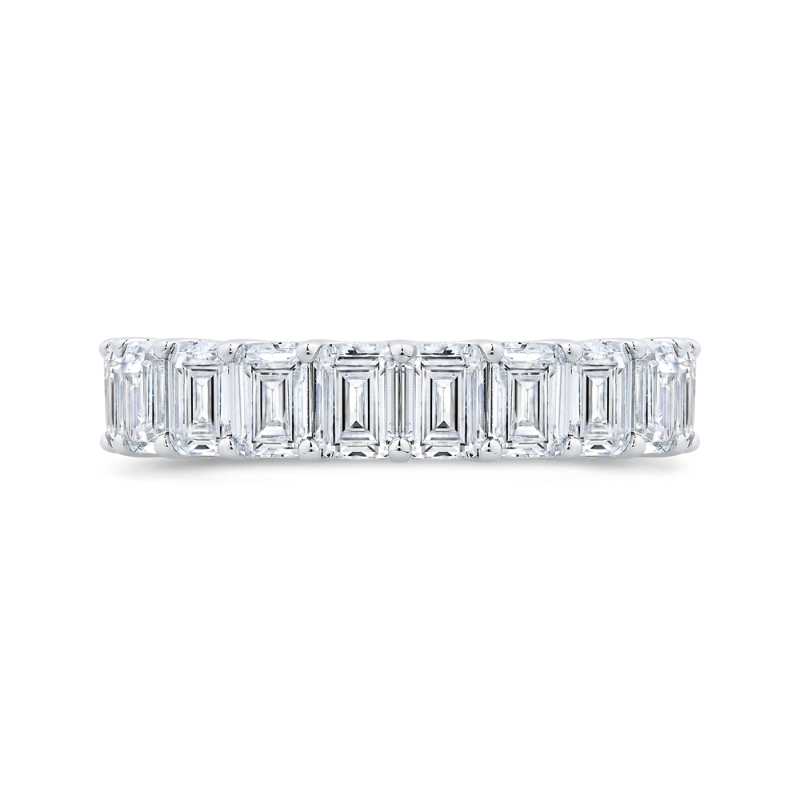14K White Gold with Emerald Diamond Eternity Ring
