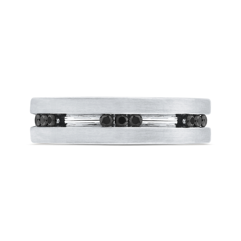 14K White Gold with Round Black Diamond Men