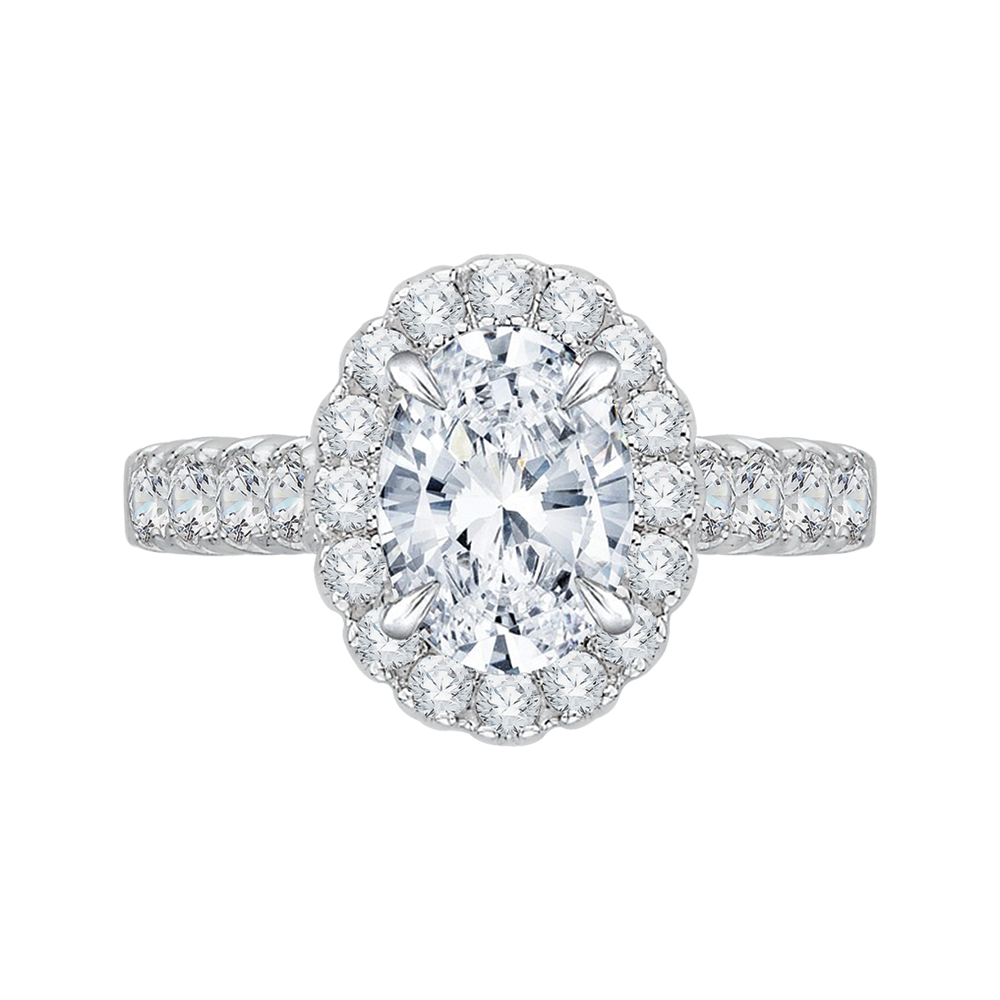 18K White Gold 3/4 Ct Oval Cut Diamond Engagement Ring (Semi-Mount)