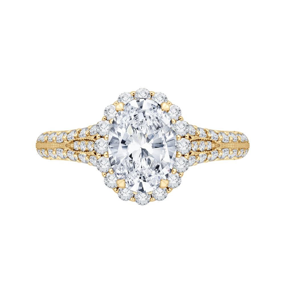 18K Yellow  Gold 5/8 Ct Oval Cut Diamond Engagement Ring (Semi-Mount)
