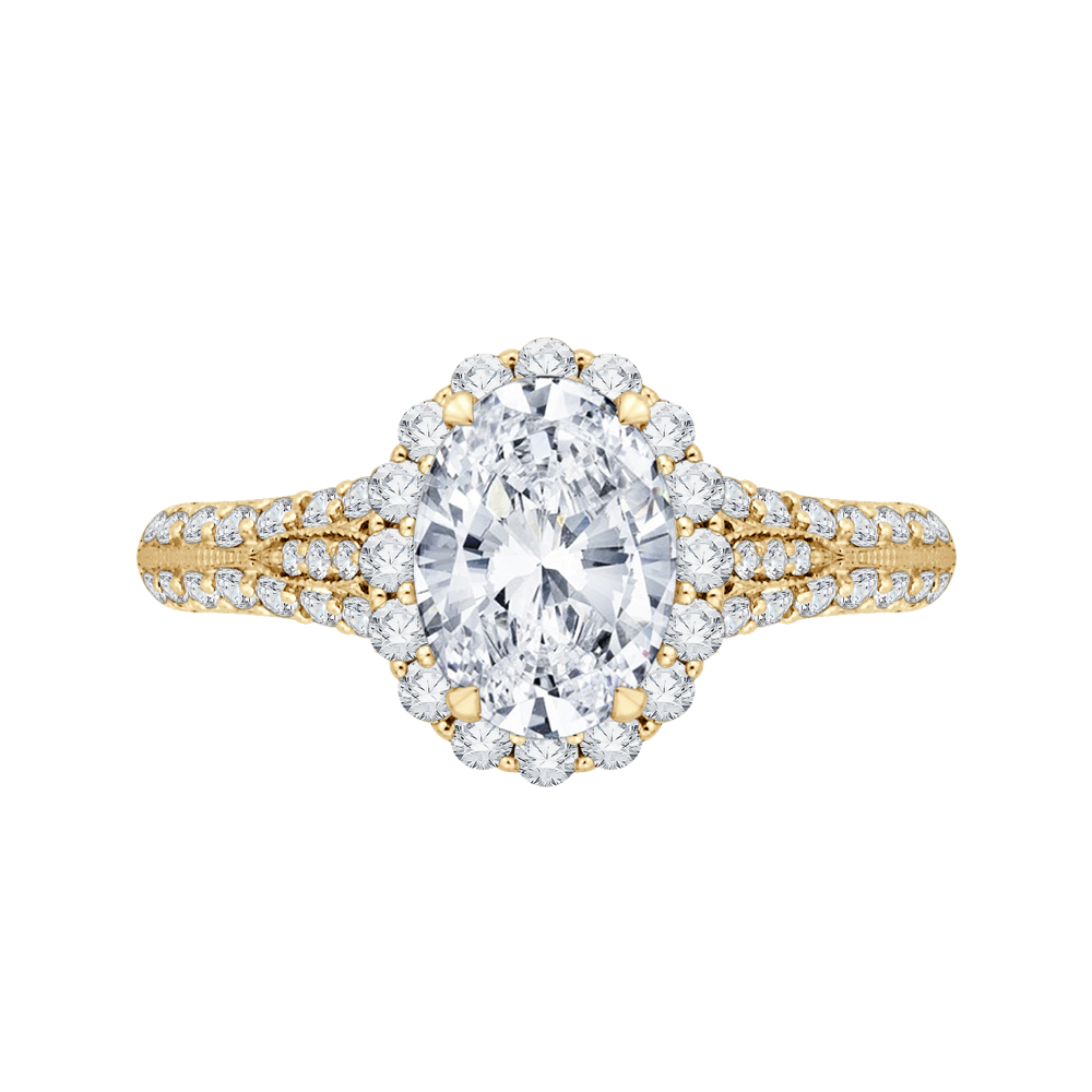 18K Yellow Gold 5/8 Ct Oval Cut Diamond Engagement Ring (Semi-Mount)