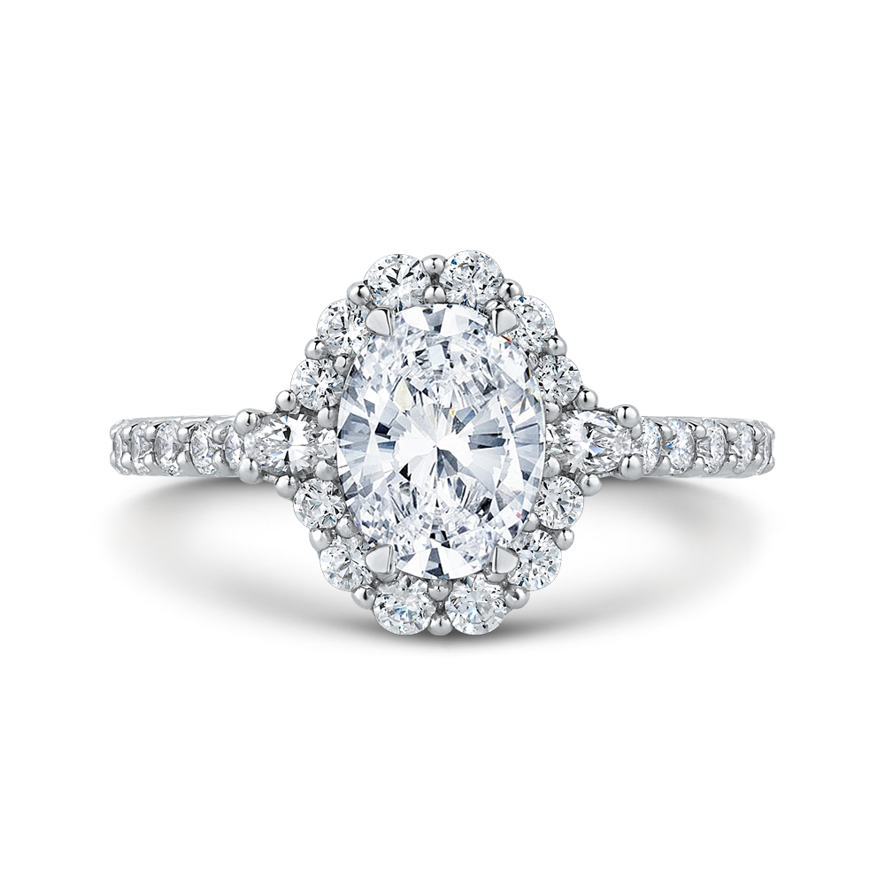 14K White Gold 7/8 Ct Oval Cut Diamond Engagement Ring (Semi-Mount)