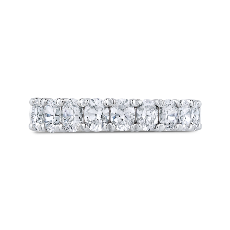 14K White Gold Oval Diamond Half-Eternity Wedding Band