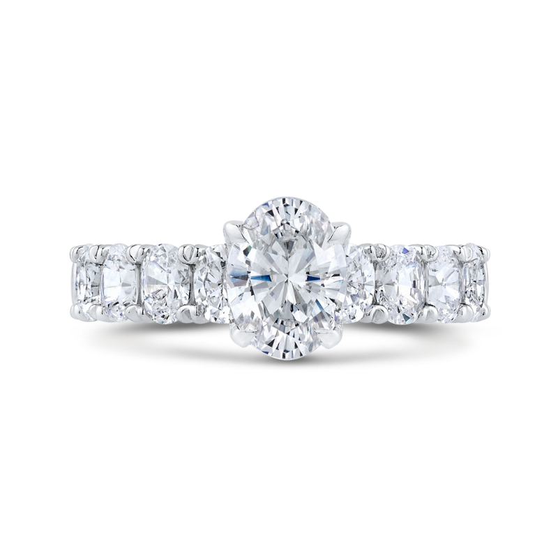 14K White Gold Oval Diamond Engagement Ring (Semi-Mount)