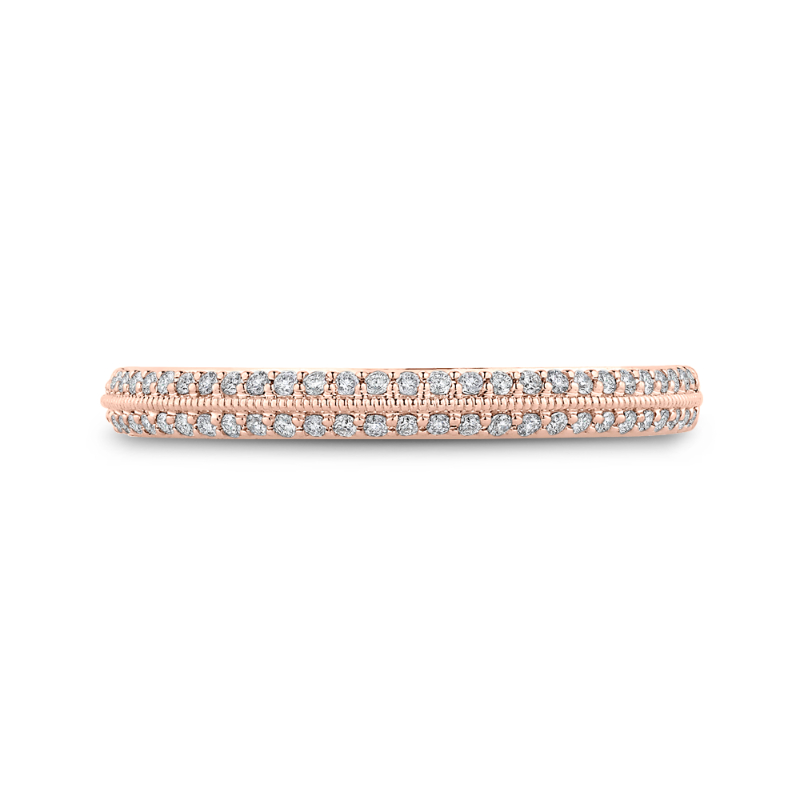 14K Rose Gold Round Diamond Half-Eternity Wedding Band