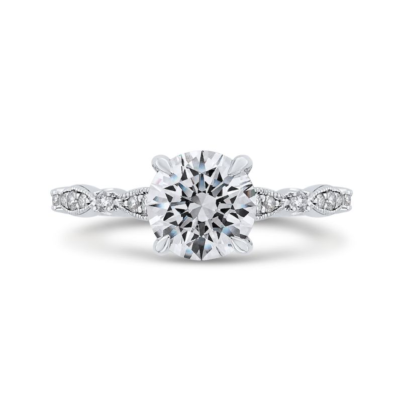 Round Diamond Engagement Ring In 14K White Gold (Semi-Mount)