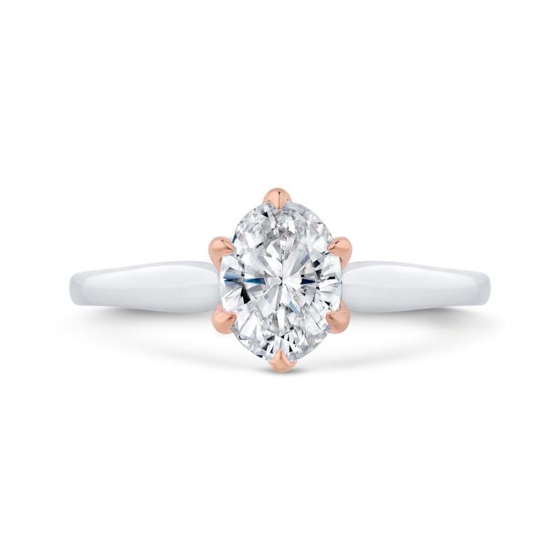 14K Two-Tone Gold Oval Diamond Solitaire Engagement Ring  (Semi-Mount)