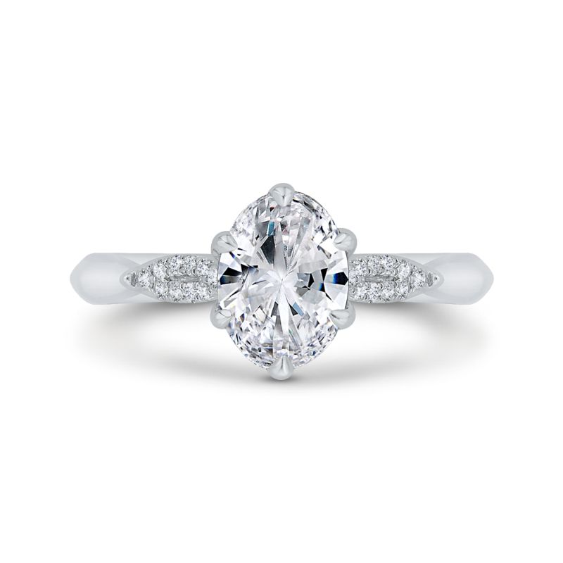 14K White Gold Oval Cut Diamond Engagement Ring (Semi-Mount)