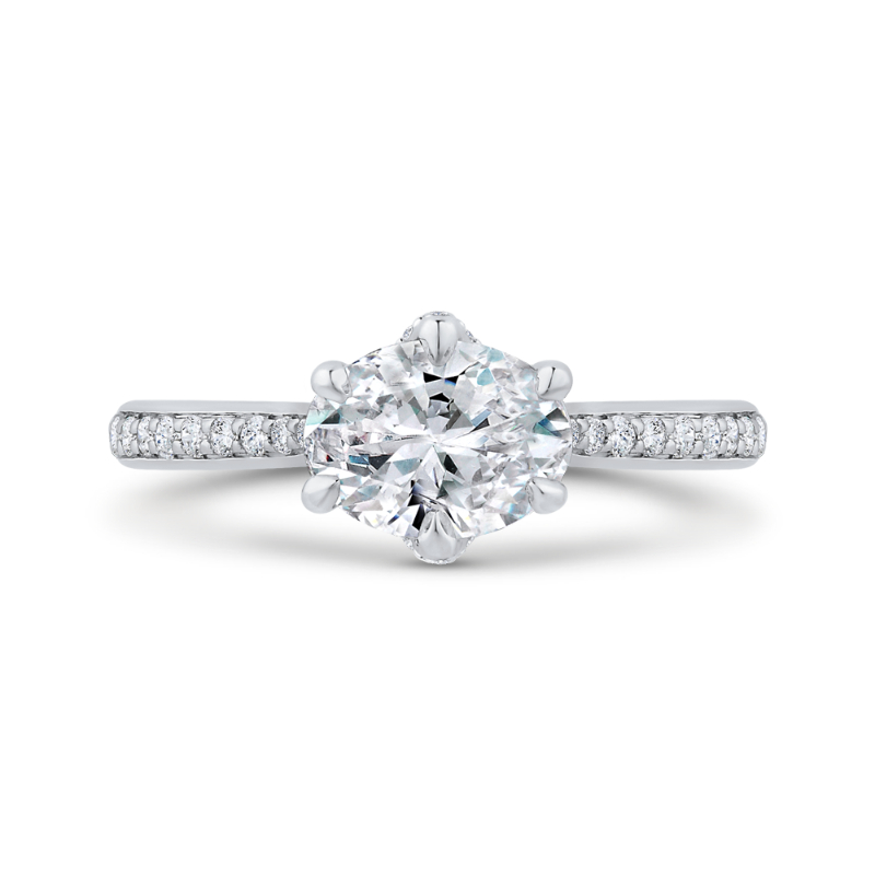 14K White Gold Oval Cut Diamond Engagement Ring (Semi-Mount)