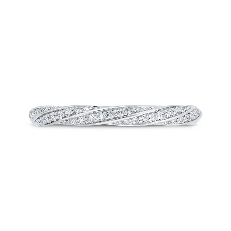 14K White Gold Round Cut Diamond Wedding Band