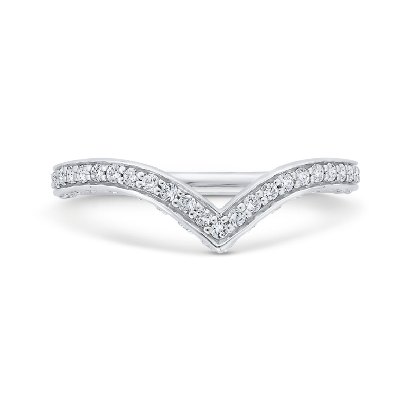 14K White Gold Round Cut Diamond Counter Wedding Band