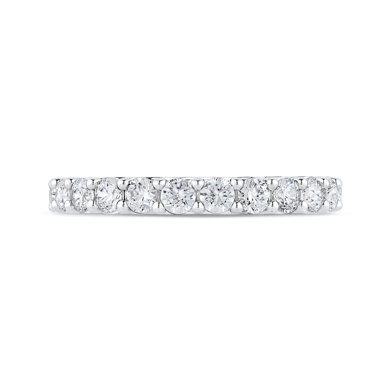 Round Diamond Half-Eternity Wedding Band In 14K White Gold