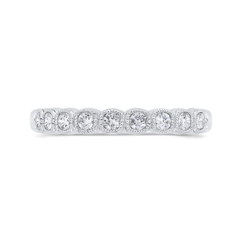 Round Half-Eternity Diamond Wedding Band In 14K White Gold