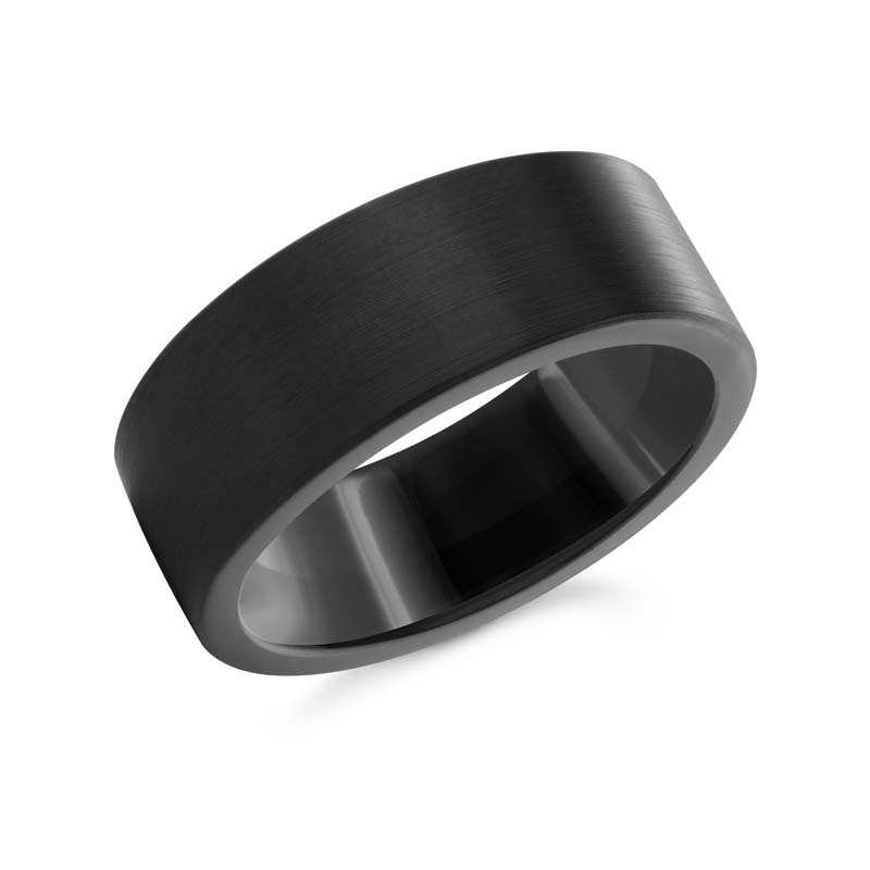 Black Satin Cobalt Wedding Band