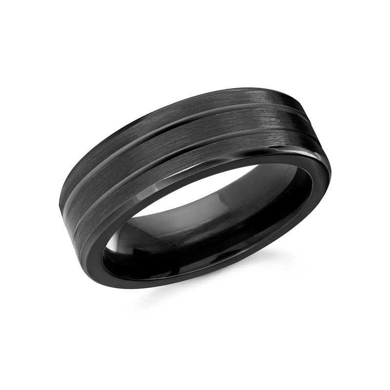 Black Polished Cobalt Wedding Band