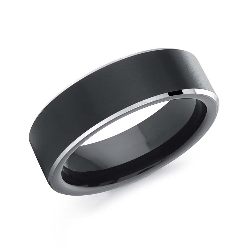 Two-Tone Satin Cobalt Wedding Band
