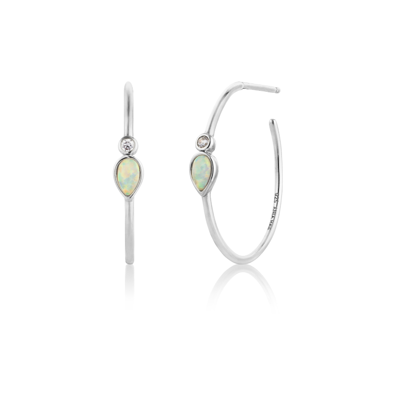 Opal Colour Raindrop Hoop Earrings