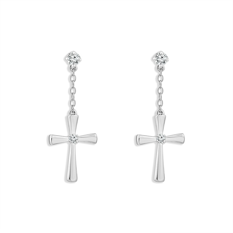 Diamond Cross Earrings