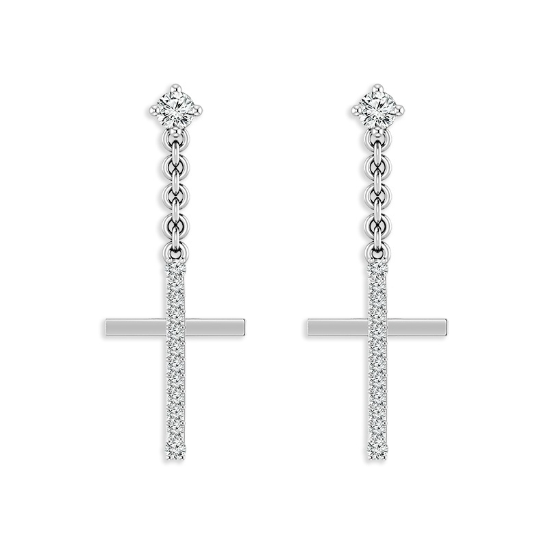 Diamond Cross Earrings