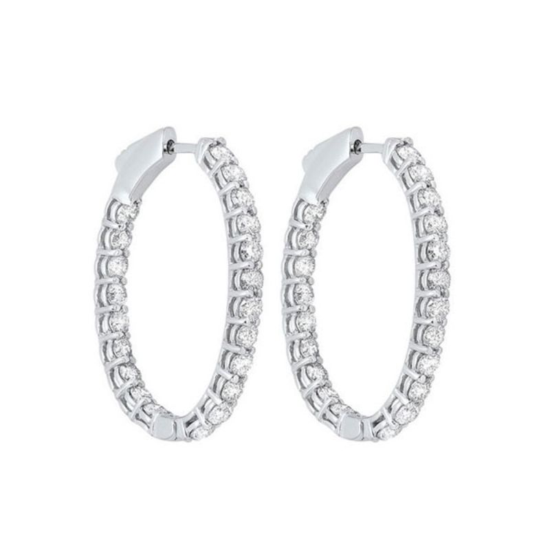 Inside OutsideDiamond  Oval Hoops 5Ctw