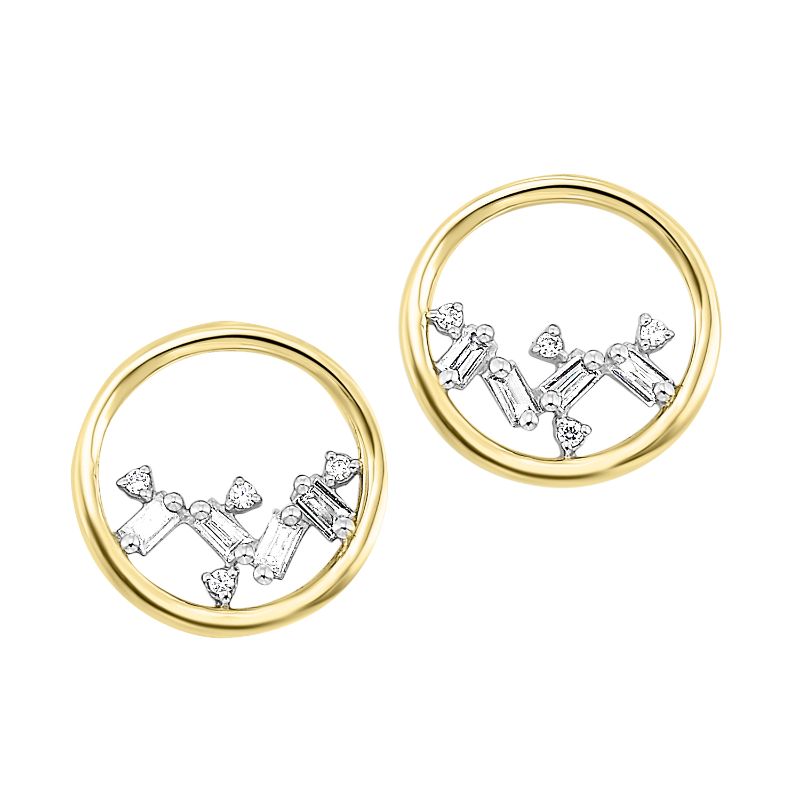 14K Yellow Gold Scattered Bagg Dia Earrings  .07