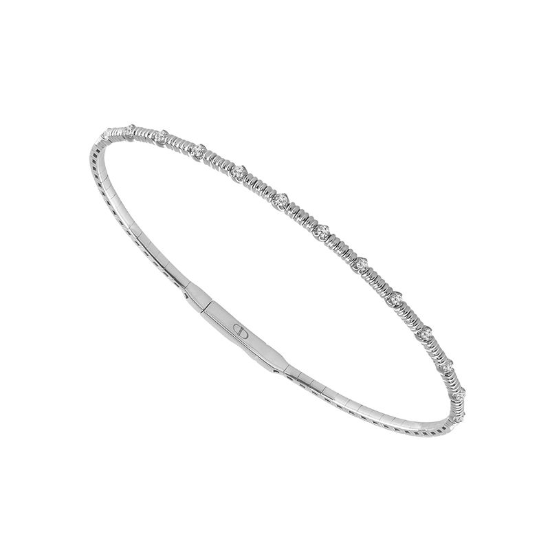 14K White Gold Diamond Cut Flex Bracelet