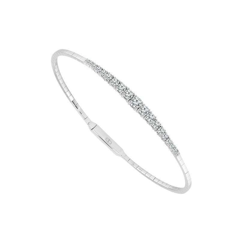 14K White Gold Gradauated Diamond Bangle