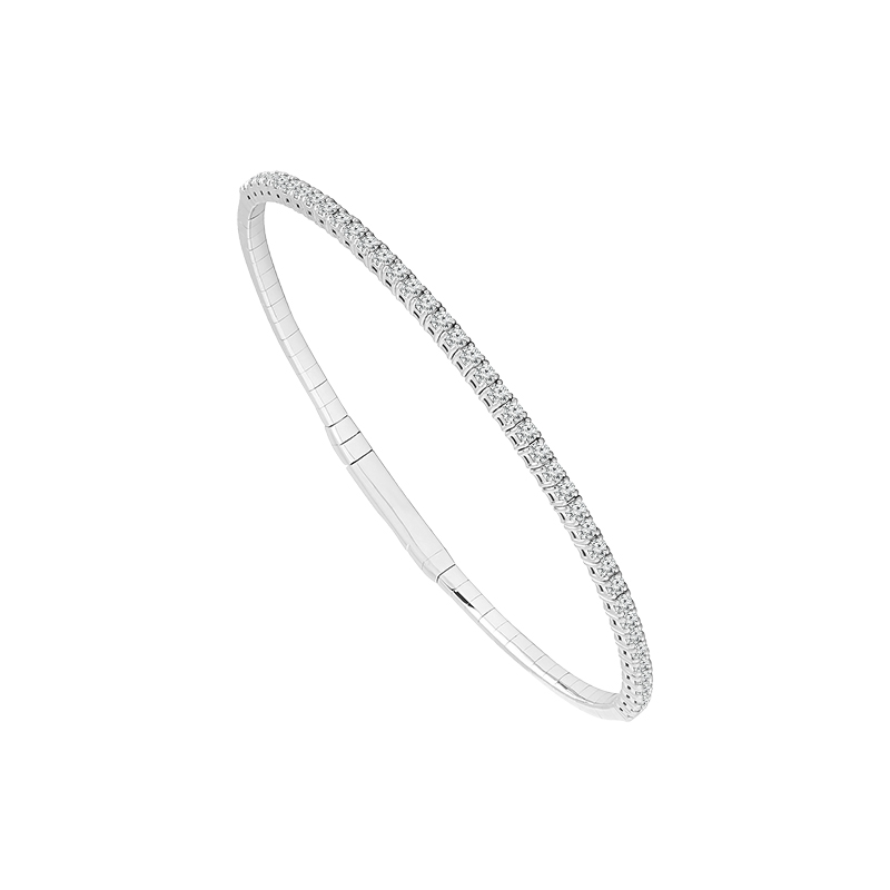 14K White Gold Flexible Diamond Bracelet