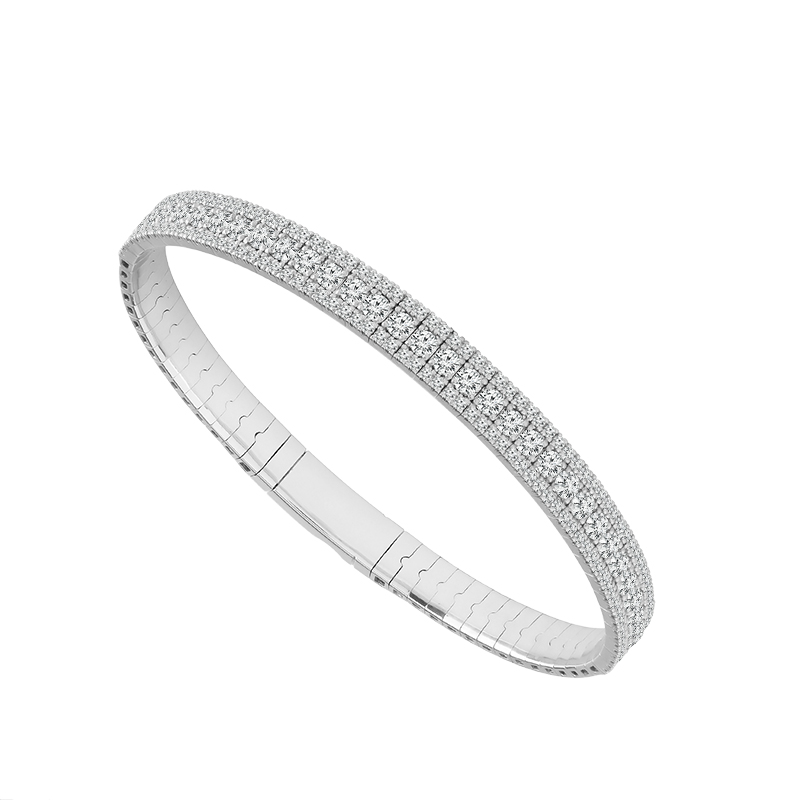 14K White Gold Diamond Flex Bangle 2 7/8ctw