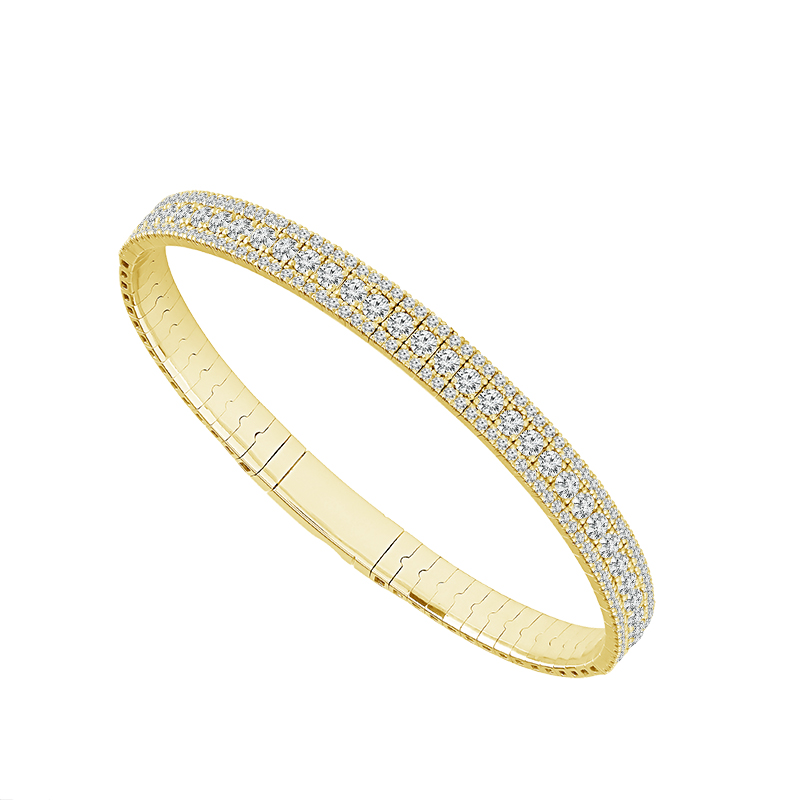 14K Yellow Gold Diamond Flex Bangle 2 7/8ctw