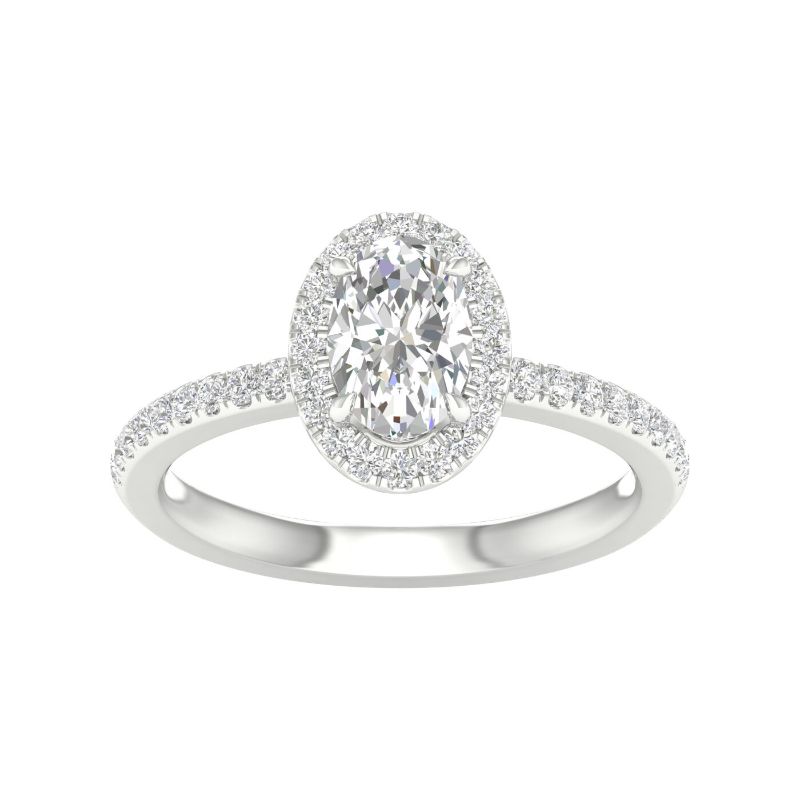 14KW Split Shank Engagement Ring with Single Halo