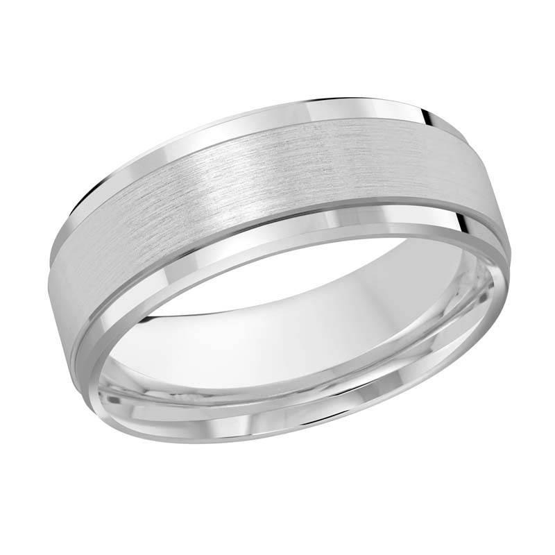 14KW Satin Step Edge 7mm Wedding Band