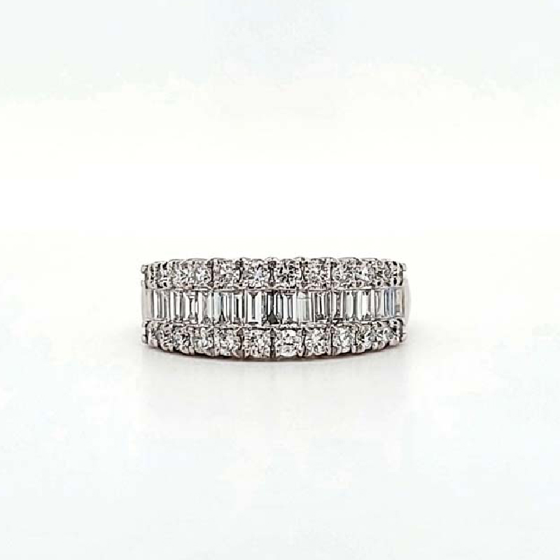 1Ct Round And Baguette Diamond Band