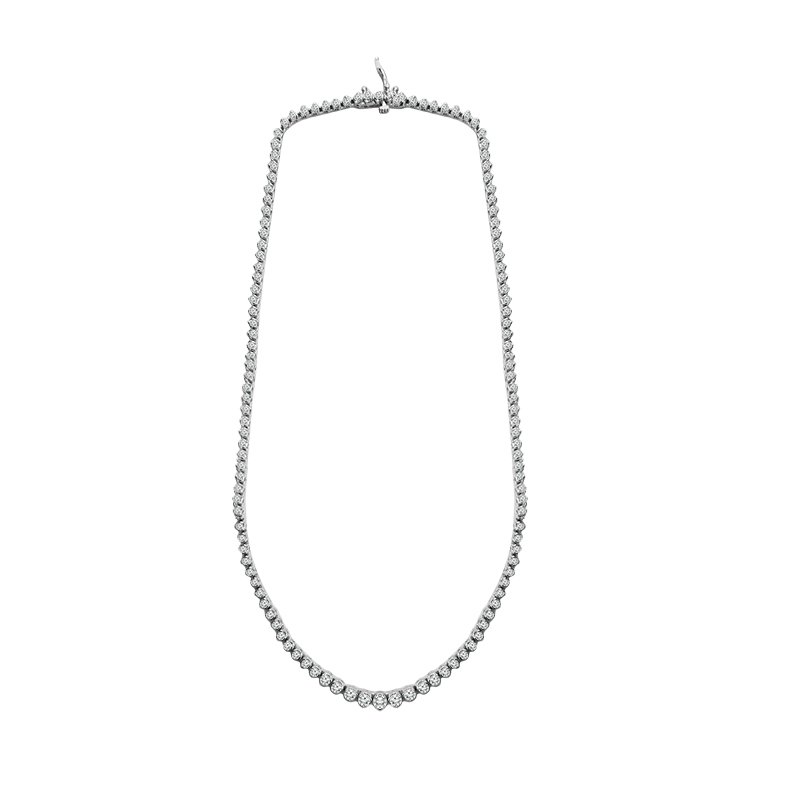 14K White Gold Tennis Necklace