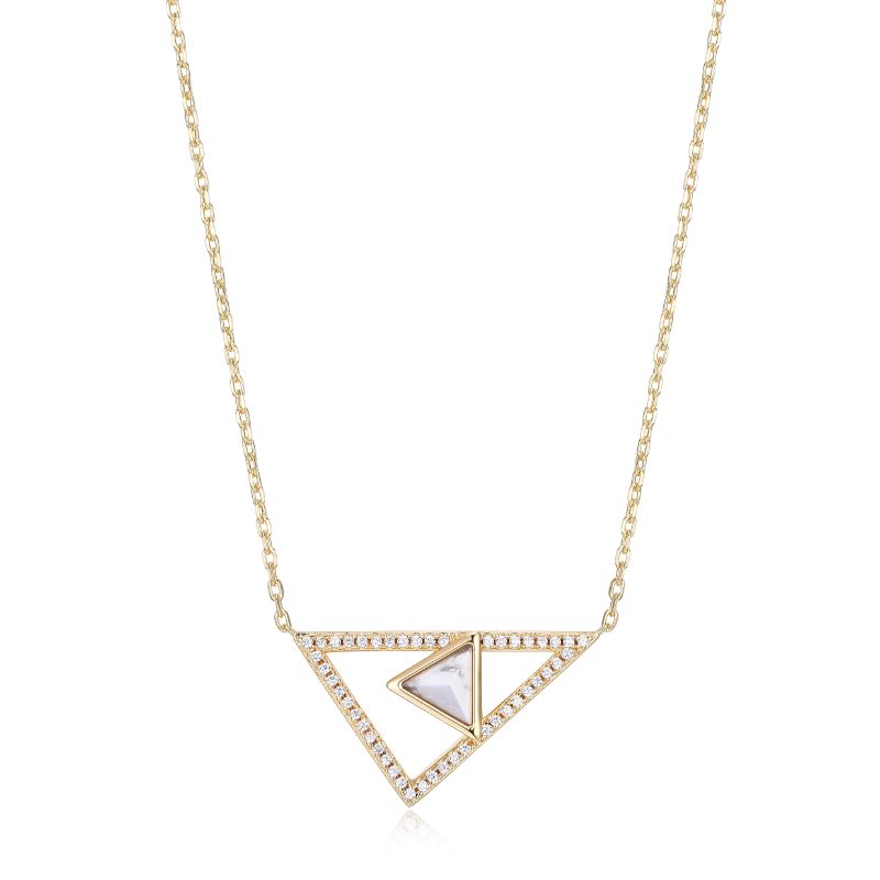 Yellow Polished Silver Geometry Howlite Necklace