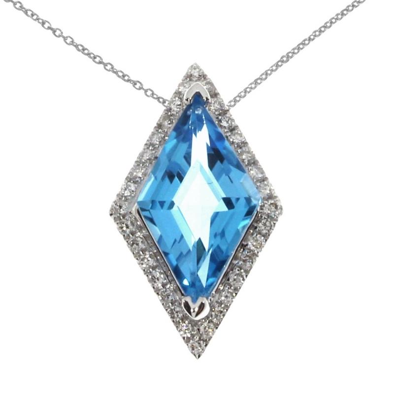 Blue Topaz & Diamond Pendant