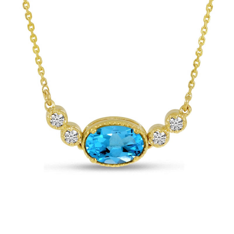 Oval December Birthstone & Diamond Necklace